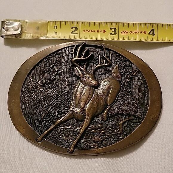 Vtg Whitetail Deer Buck Bass Pro Shops 1st Edition #34 Belt Buckle Solid Brass - Picture 5 of 6